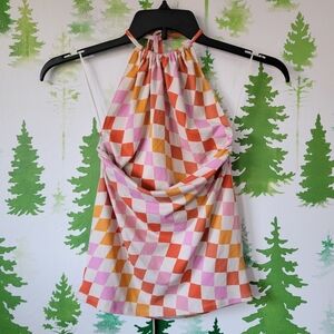 Women's Pattern Tie Halter Top.